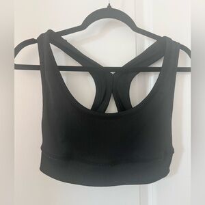 Zara Raceback Black Ribbed Cropped Top Size Large
